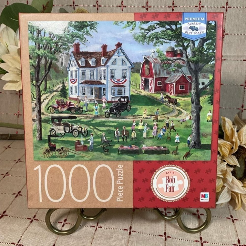 Milton Bradley Premium Blue Board 1000 piece Jigsaw Puzzle Art by Bob Fair New - Picture 2 of 5